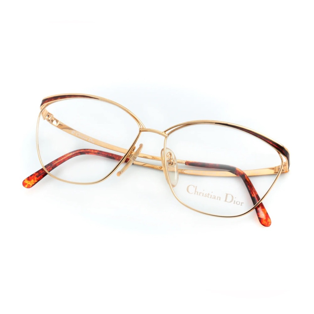 Vintage Christian Dior Gold Pink Tortoise Eyewear Glasses
